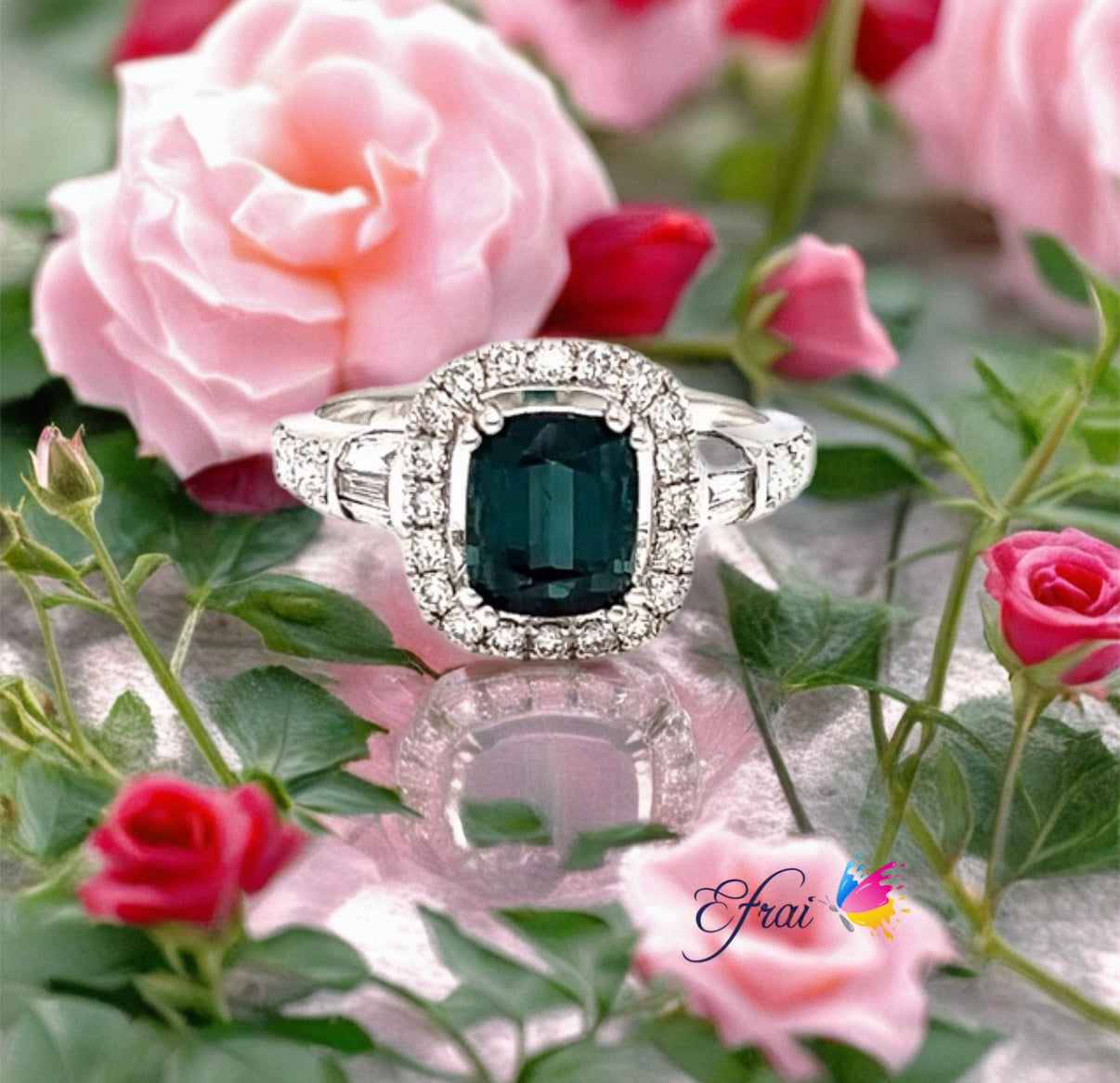 Tourmaline diamonds ring