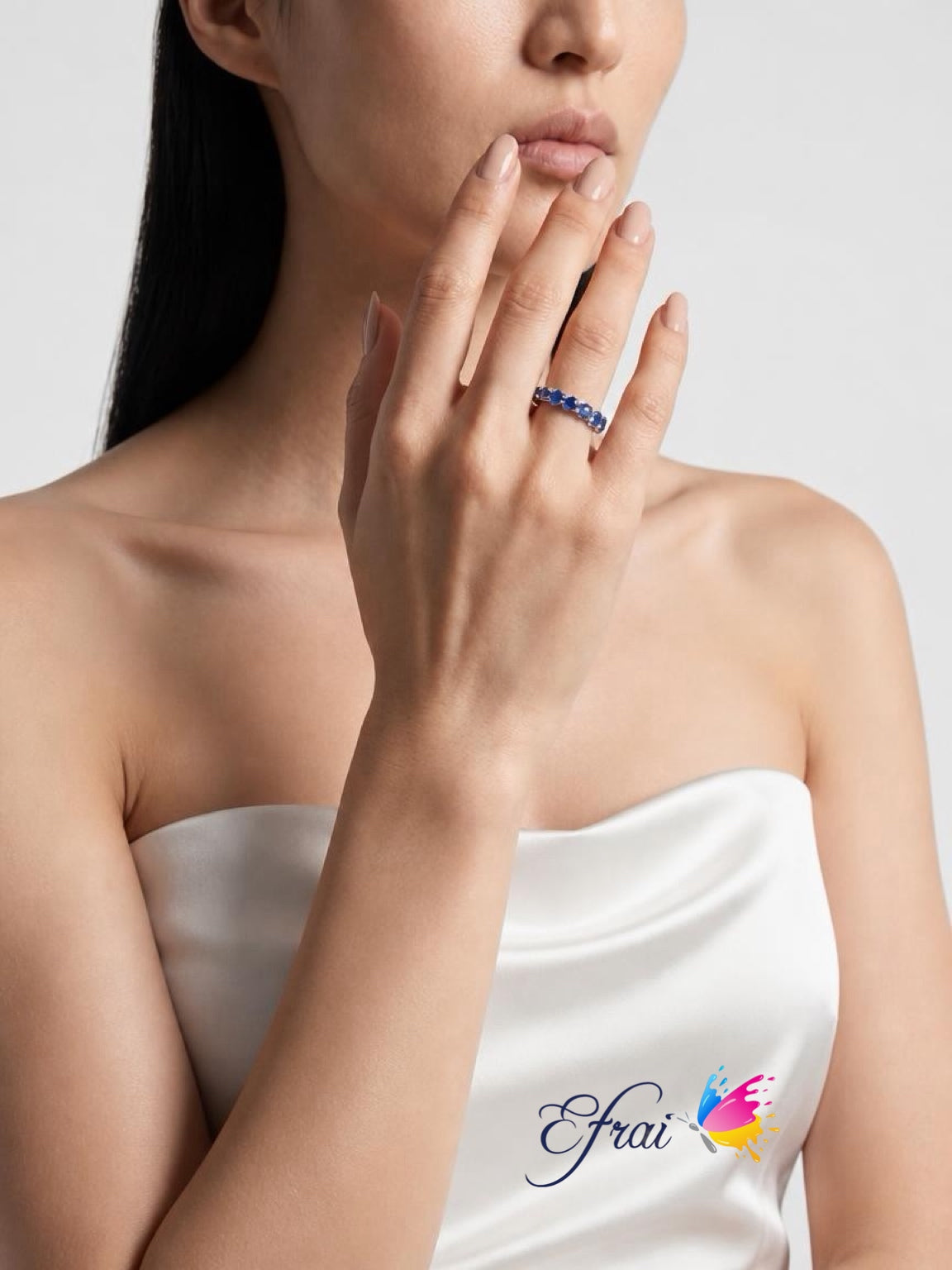 Gorgeous natural non heated blue sapphires band