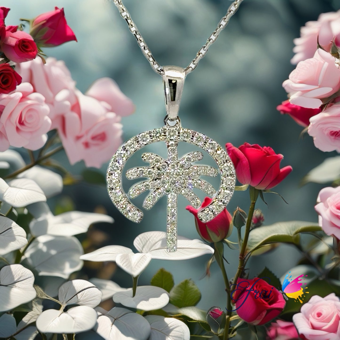 Diamonds palm tree necklace