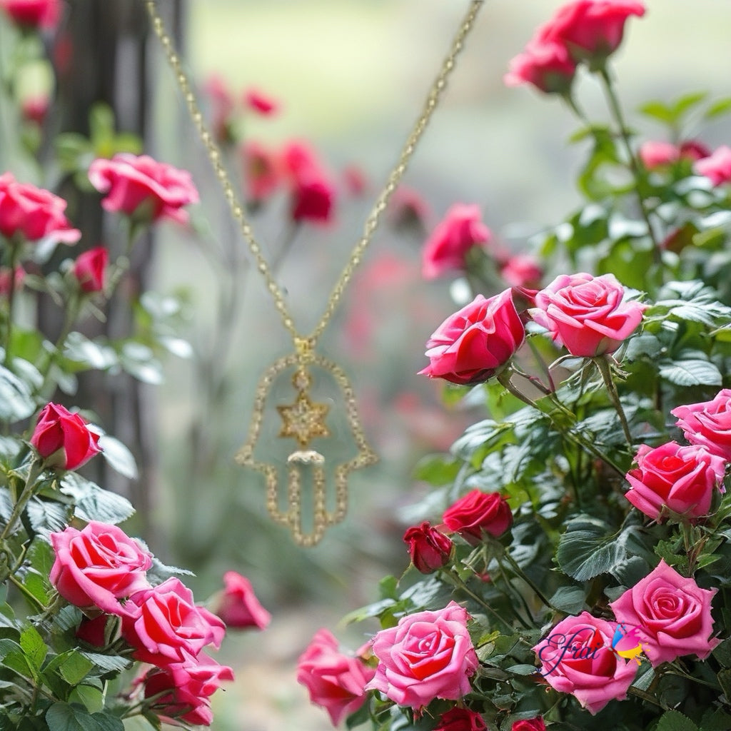 Beautiful hamsa diamonds necklace