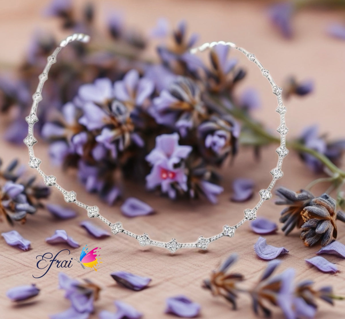 Natural Diamonds White Gold Floral Motif Necklace