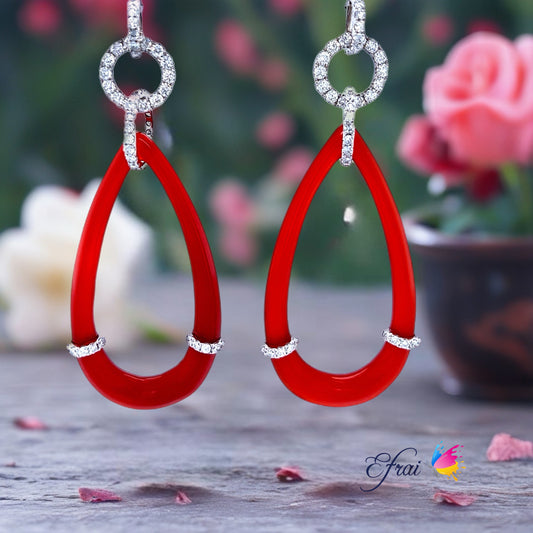 Exotic cut Carnelians and diamonds earrings
