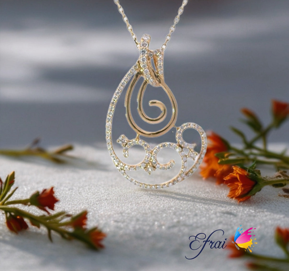 Paisley design diamonds necklace