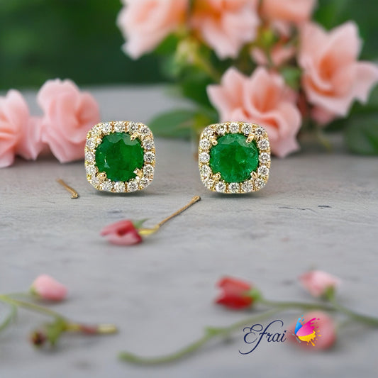 GIA certified Natural emeralds and diamonds earrings