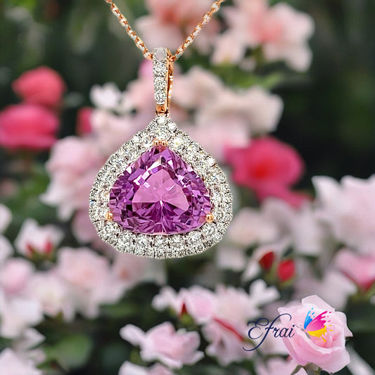 Gorgeous pink kunzite and diamonds necklace