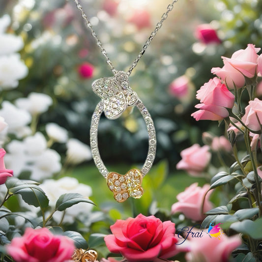 Double diamonds butterflies necklace