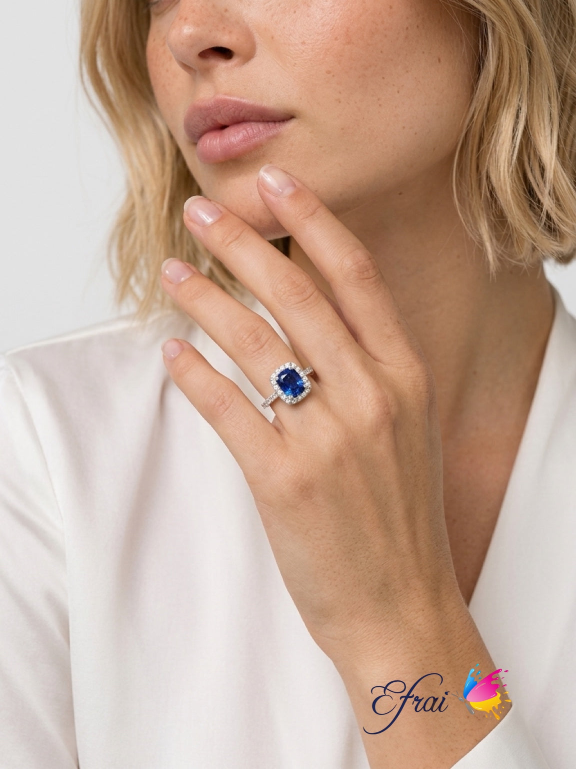 GIA certified Natural Ceylon sapphire and diamonds ring