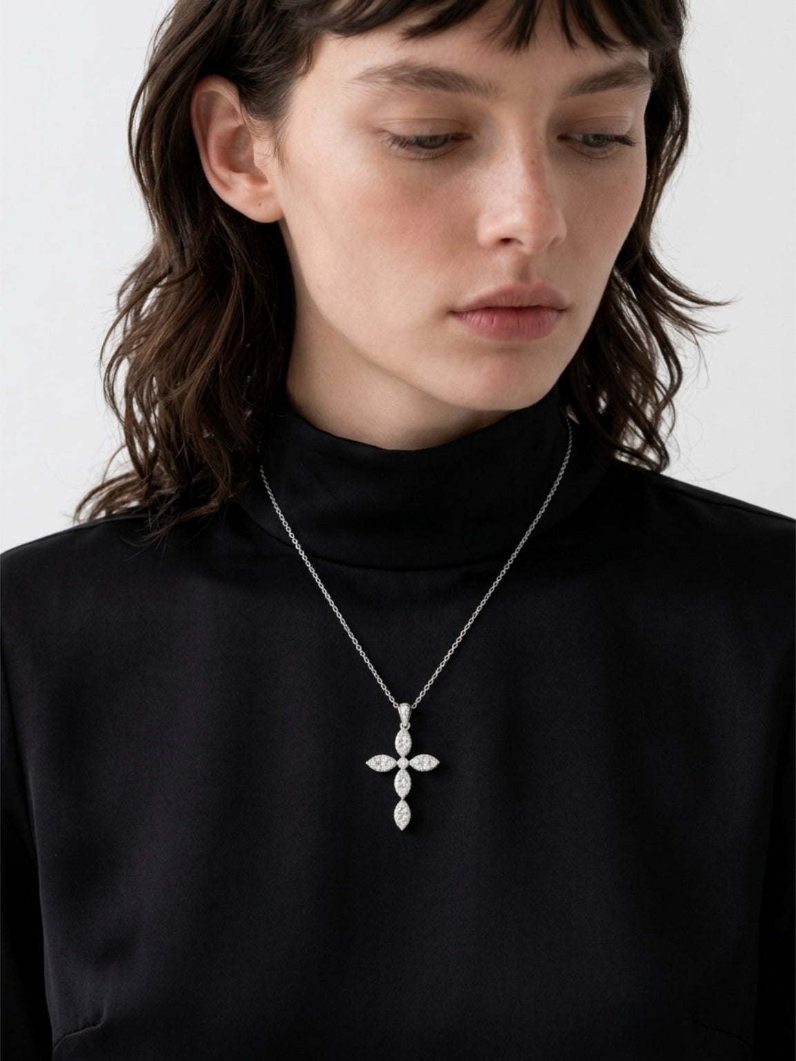 Gorgeous big diamond cross necklace