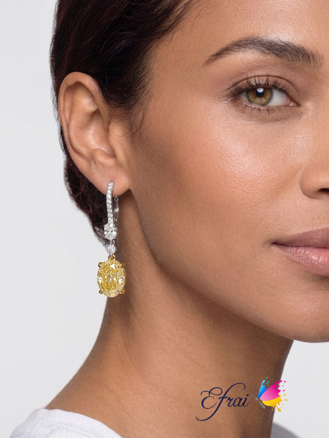 Elegant Natural GIA Certified Oval Yellow Diamond Earrings