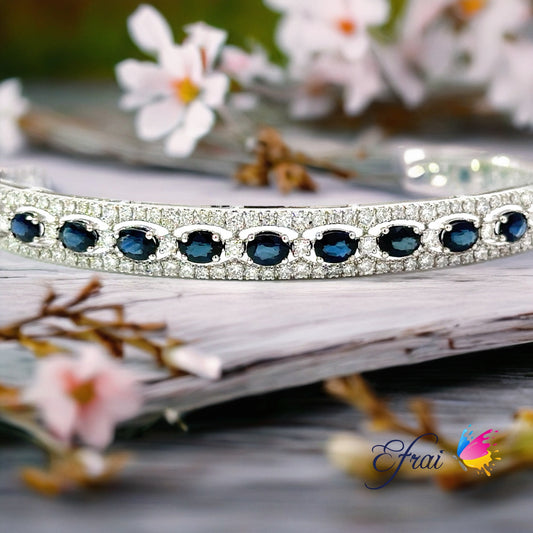 Exotic one of a kind natural sapphires and diamonds bangle