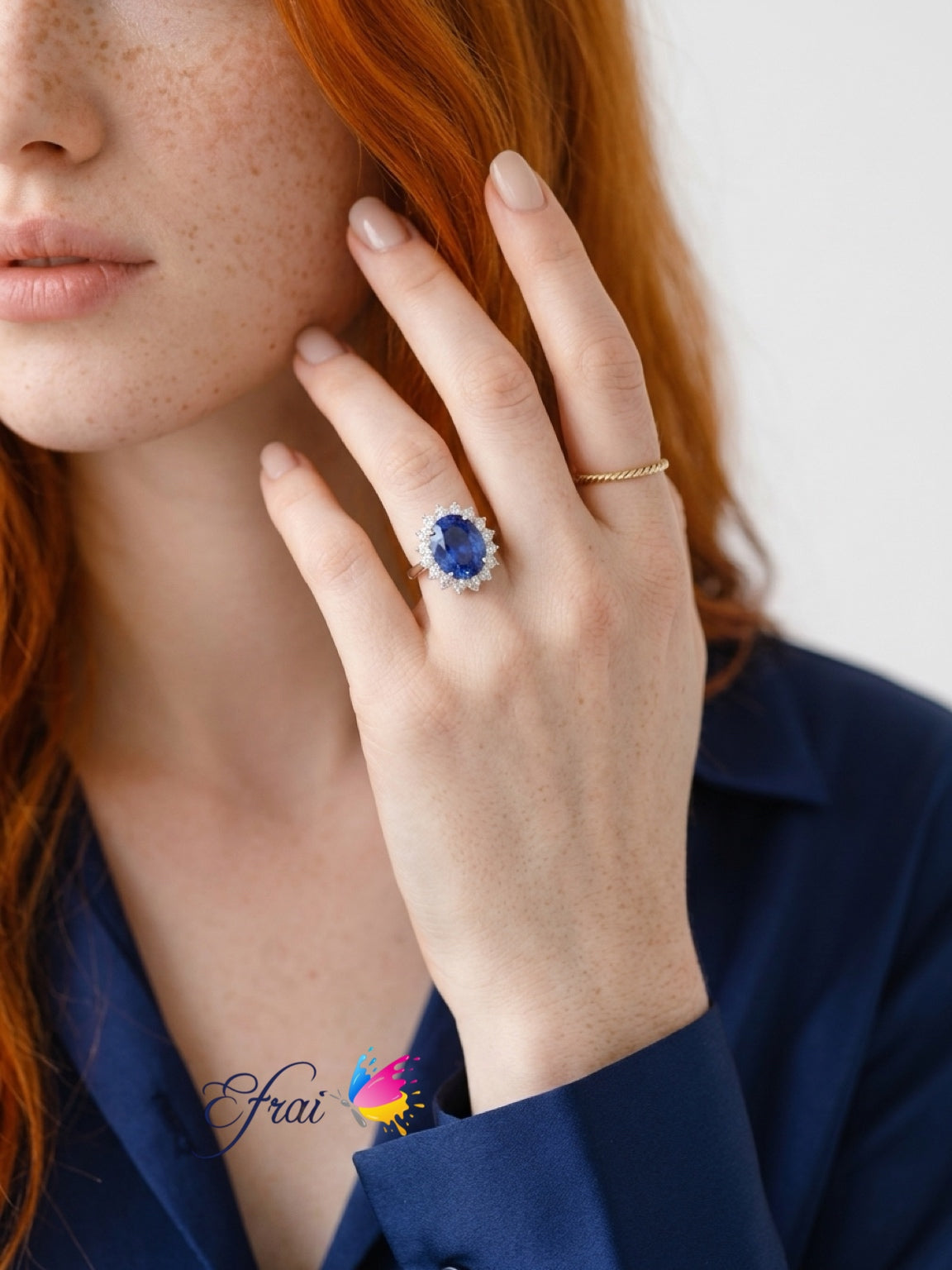 GIA certified natural blue sapphire and diamonds ring