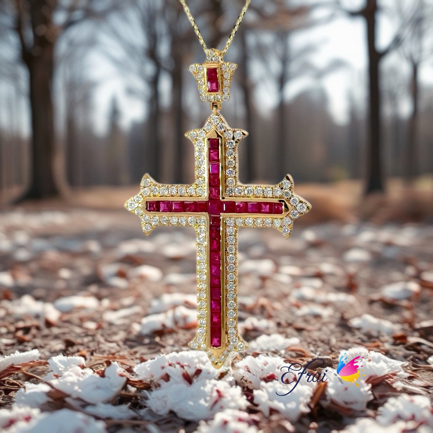 Elegant Ruby Cross Pendant