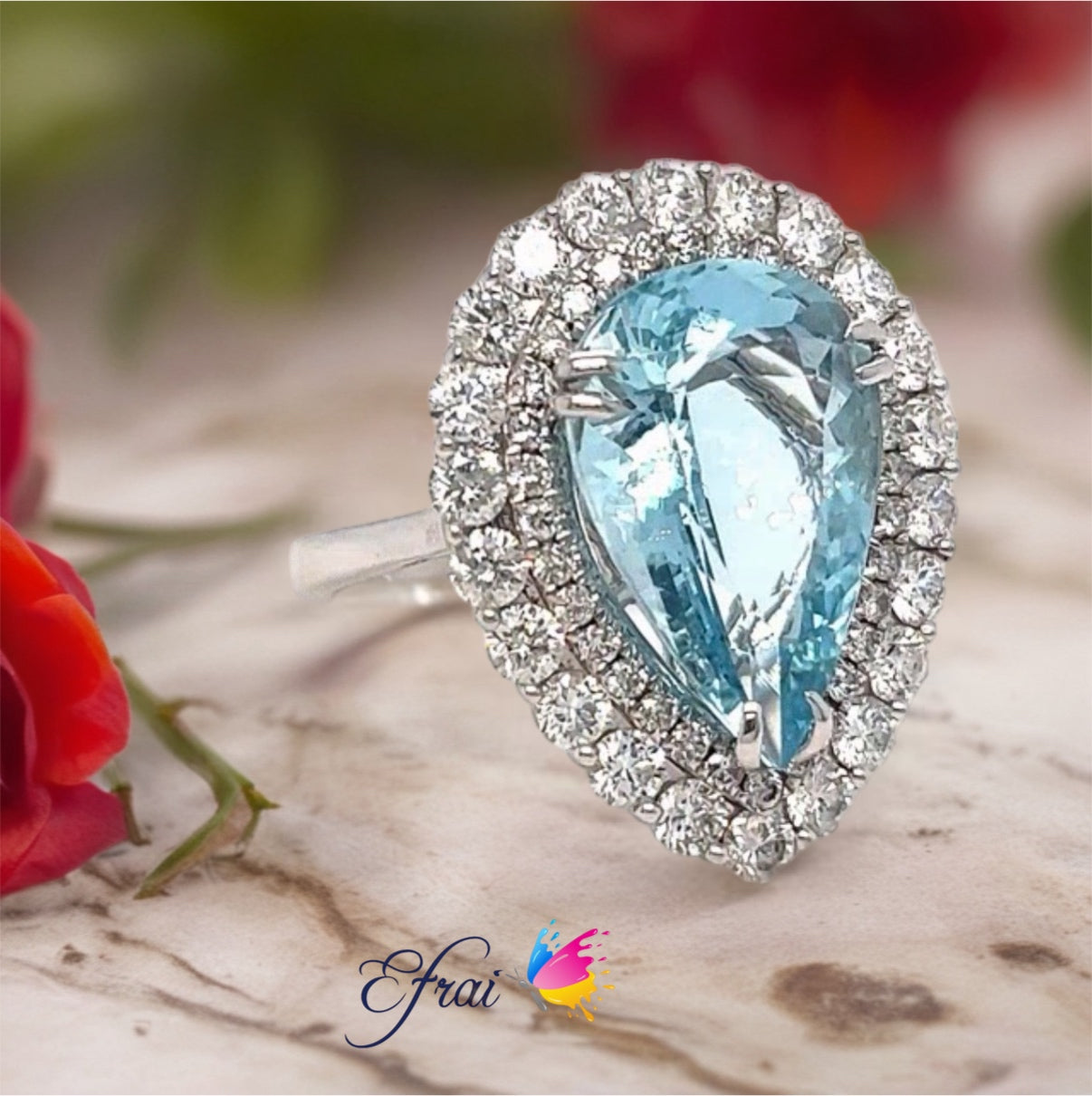 PS Aquamarine diamonds ring