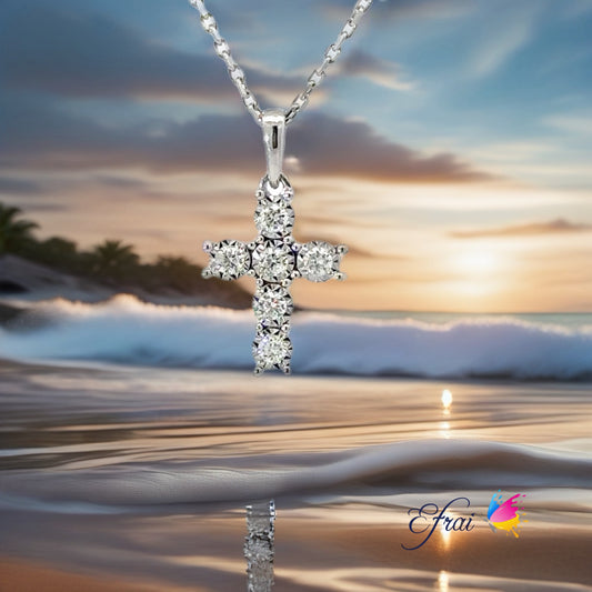 Dainty diamonds cross necklace