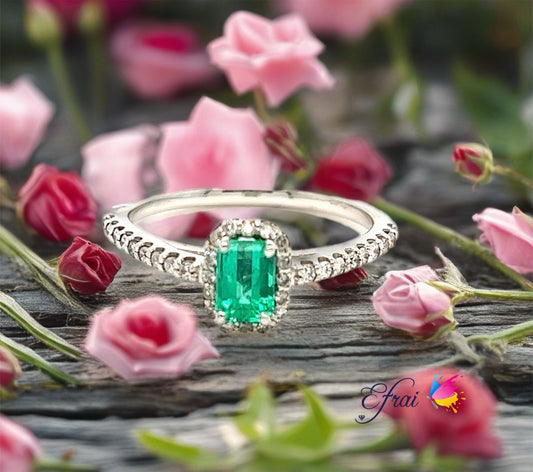 EC Green Emerald diamonds ring