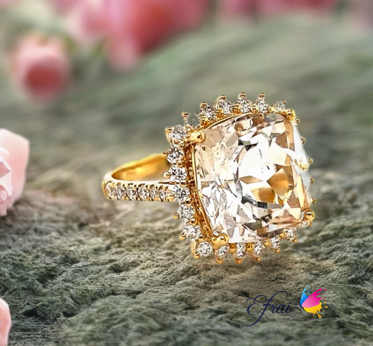 Imperial Topaz diamonds ring