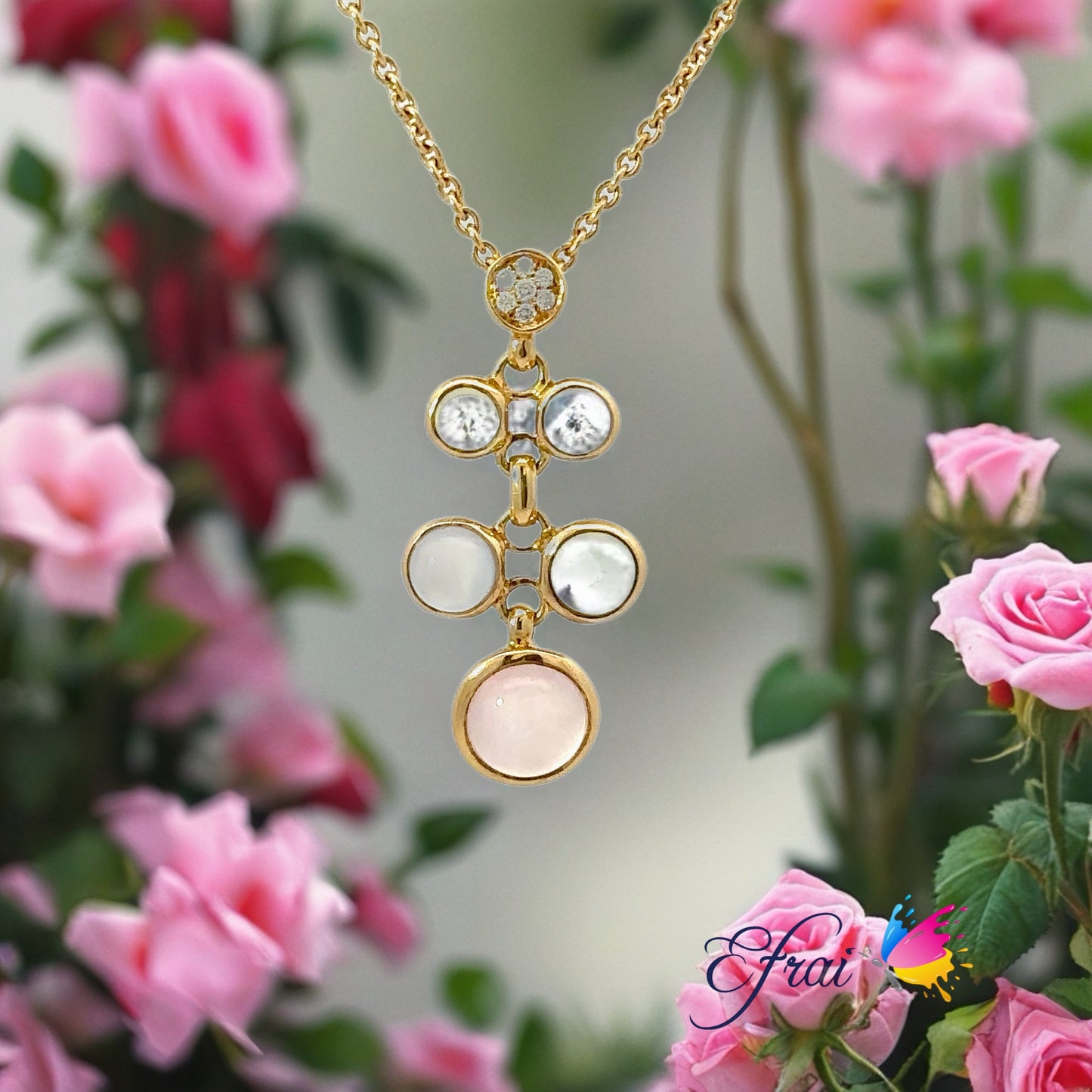 Moonstones diamonds necklace