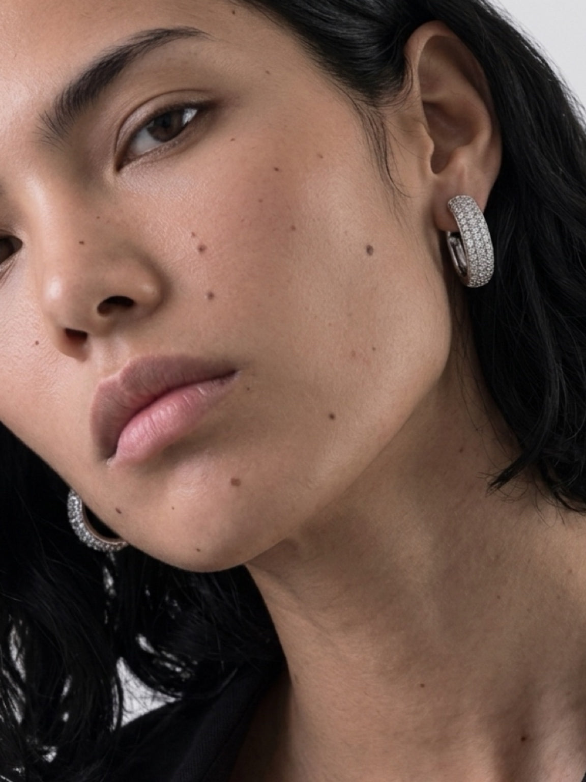 Natural round diamonds huggies earrings