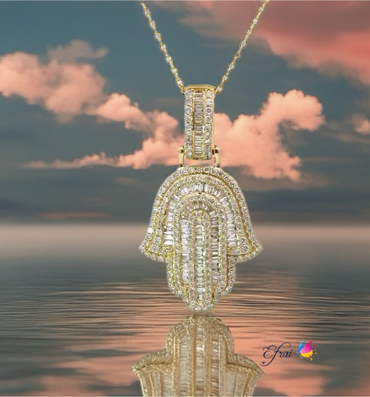 Gorgeous diamonds hamsa necklace