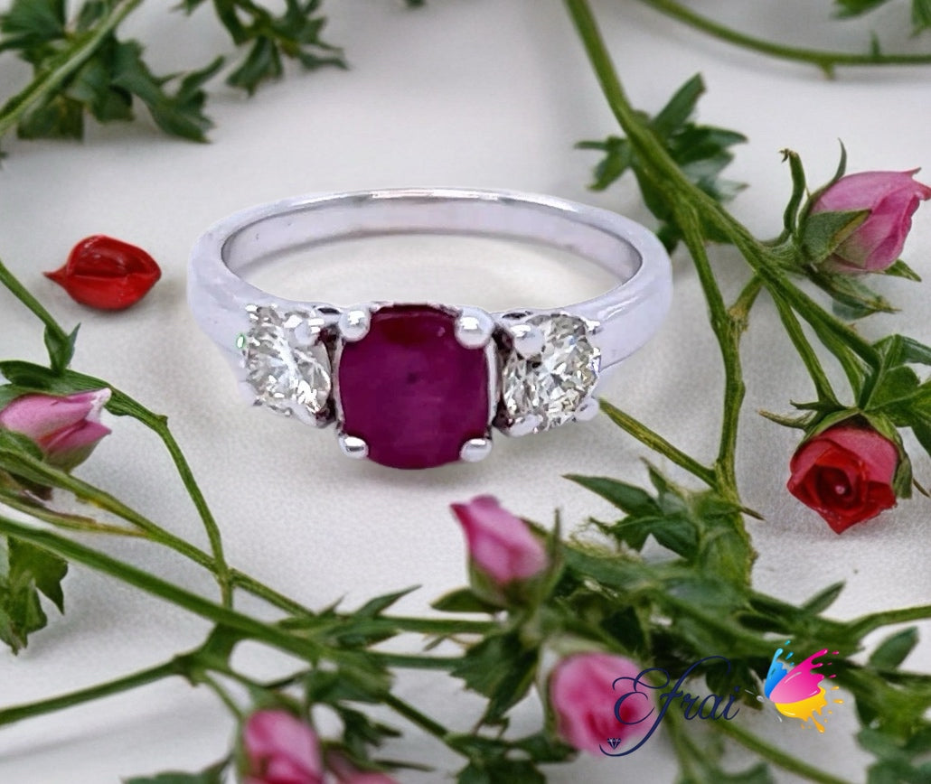 Round Ruby diamonds ring