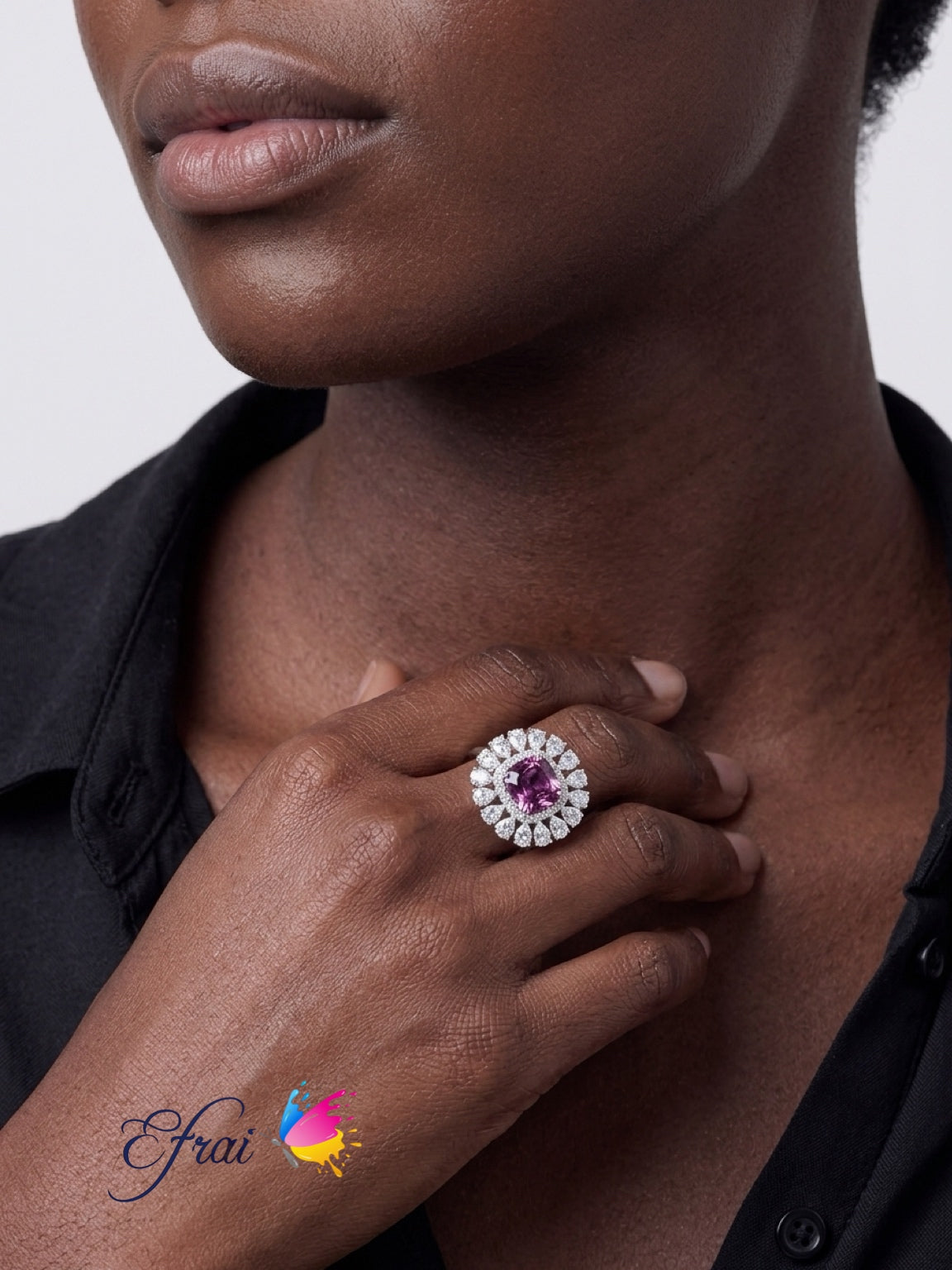 Natural certified NO HEAT pink sapphire and diamonds ring