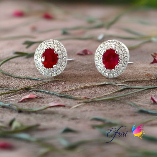 Natural rubies and diamonds earrings