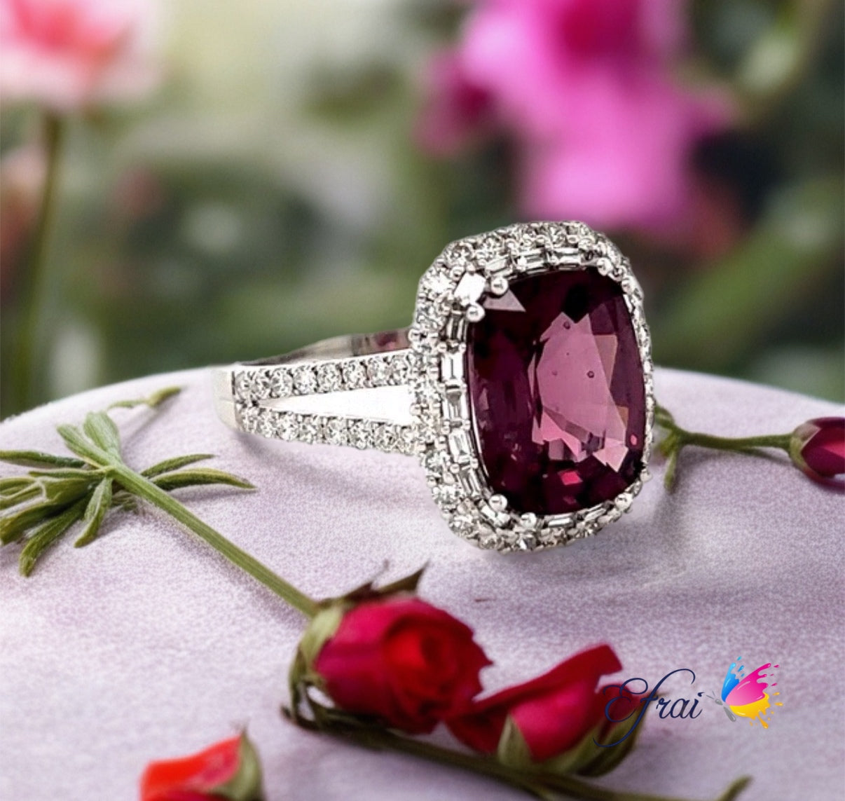 GIA Spinel and diamonds ring