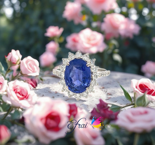 GIA Oval sapphire and diamonds ring