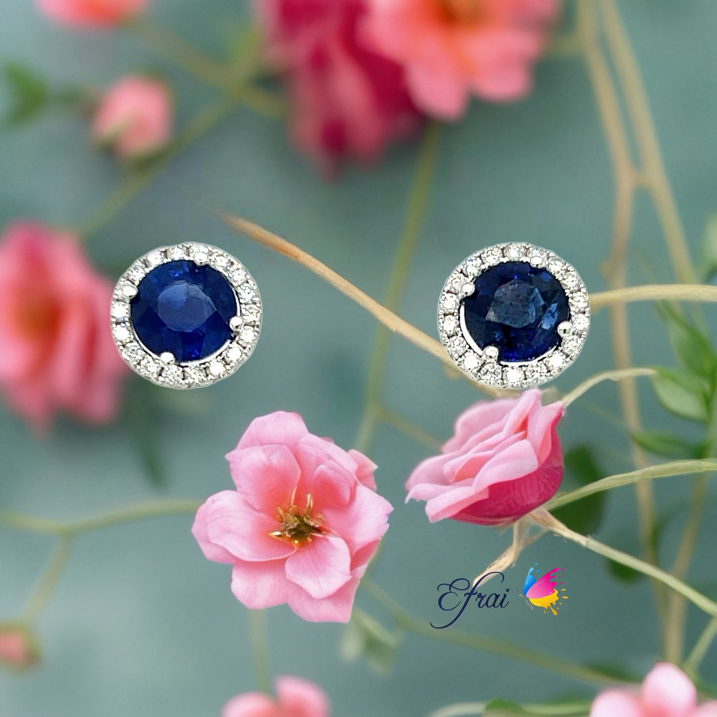 GIA certifeid Natural blue sapphires and diamonds earrings