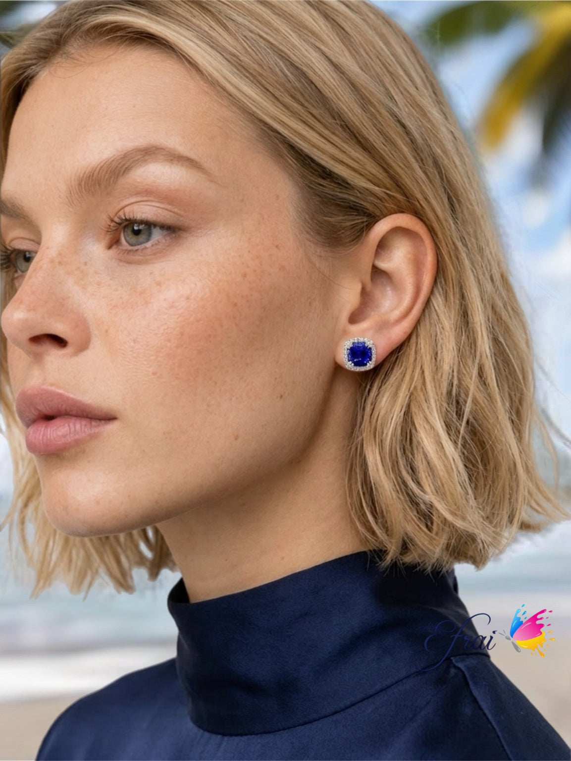 Gorgeous natural cushion tanzanite and diamonds earrings