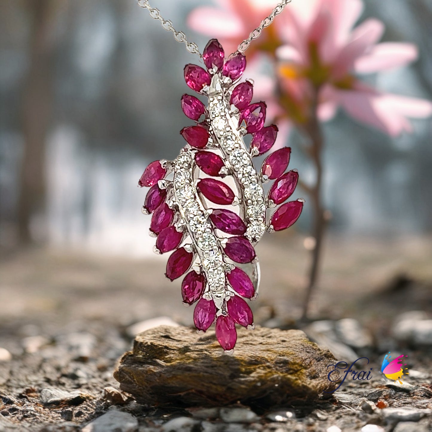 MQ rubies and diamonds necklace