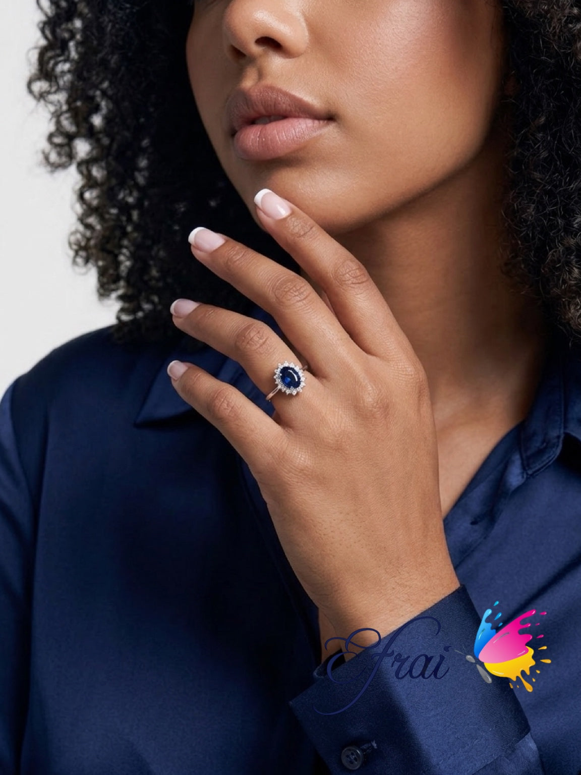 Diamond-encrusted sapphire ring