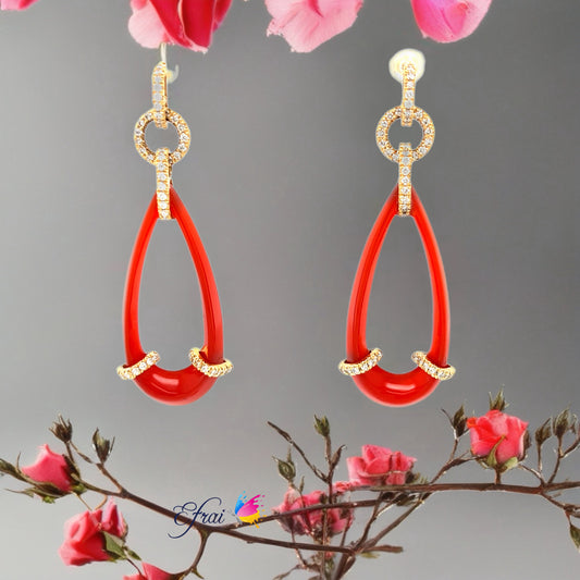 Carnelians diamonds earrings
