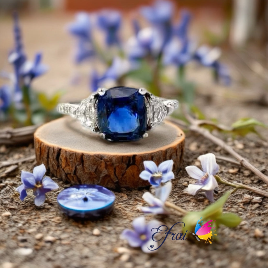 Elegant GIA Natural cushion Blue Sapphire Ring