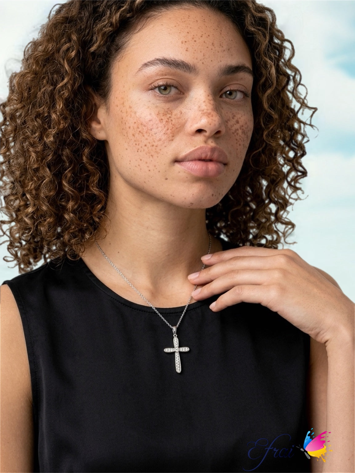 Classy design diamond cross necklace