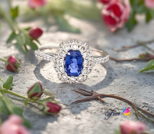 Blue sapphire diamonds ring