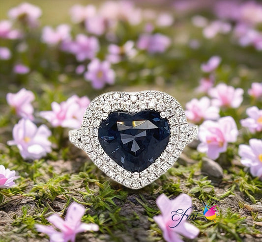 GIA certified natural Cobalt blue spinel and diamonds ring