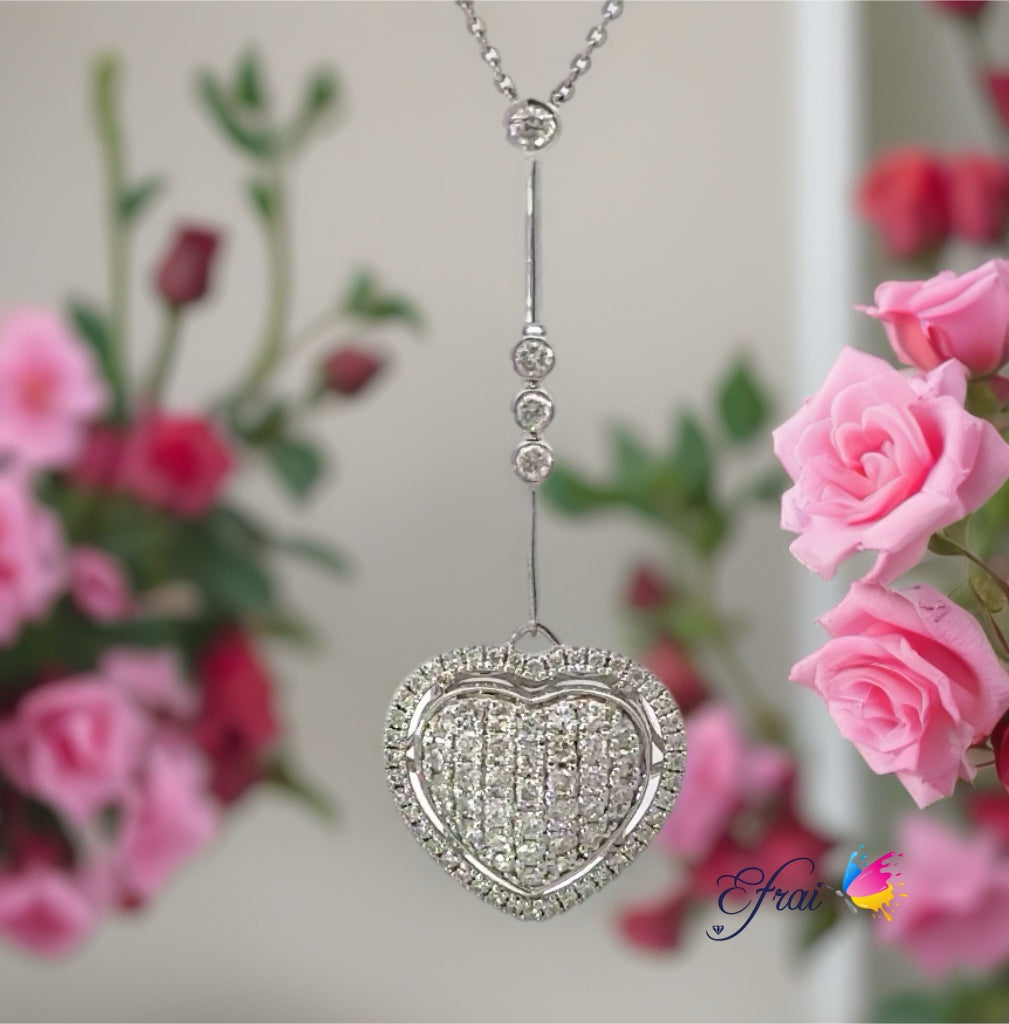 Diamond cluster heart necklace