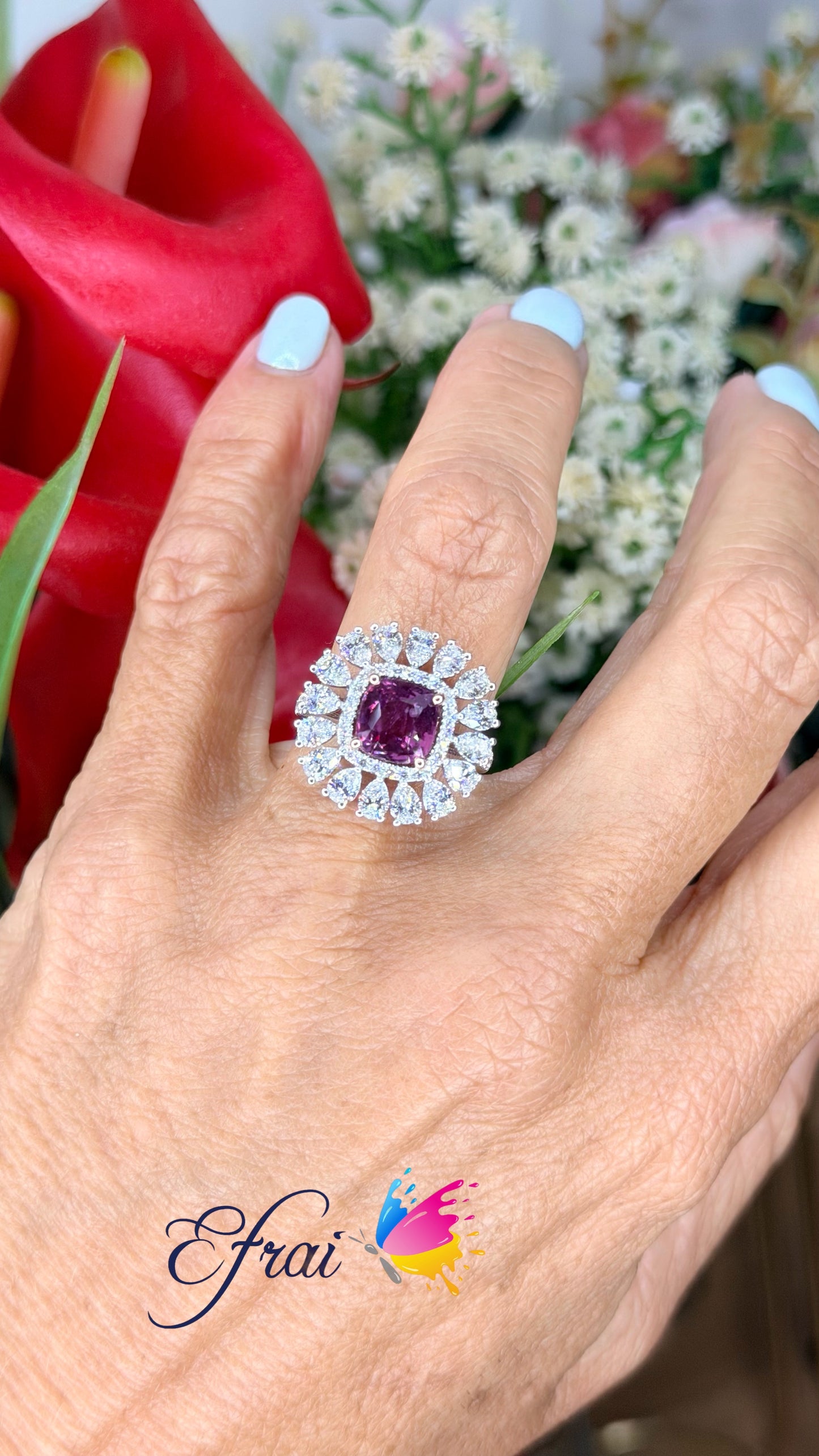 Natural certified NO HEAT pink sapphire and diamonds ring