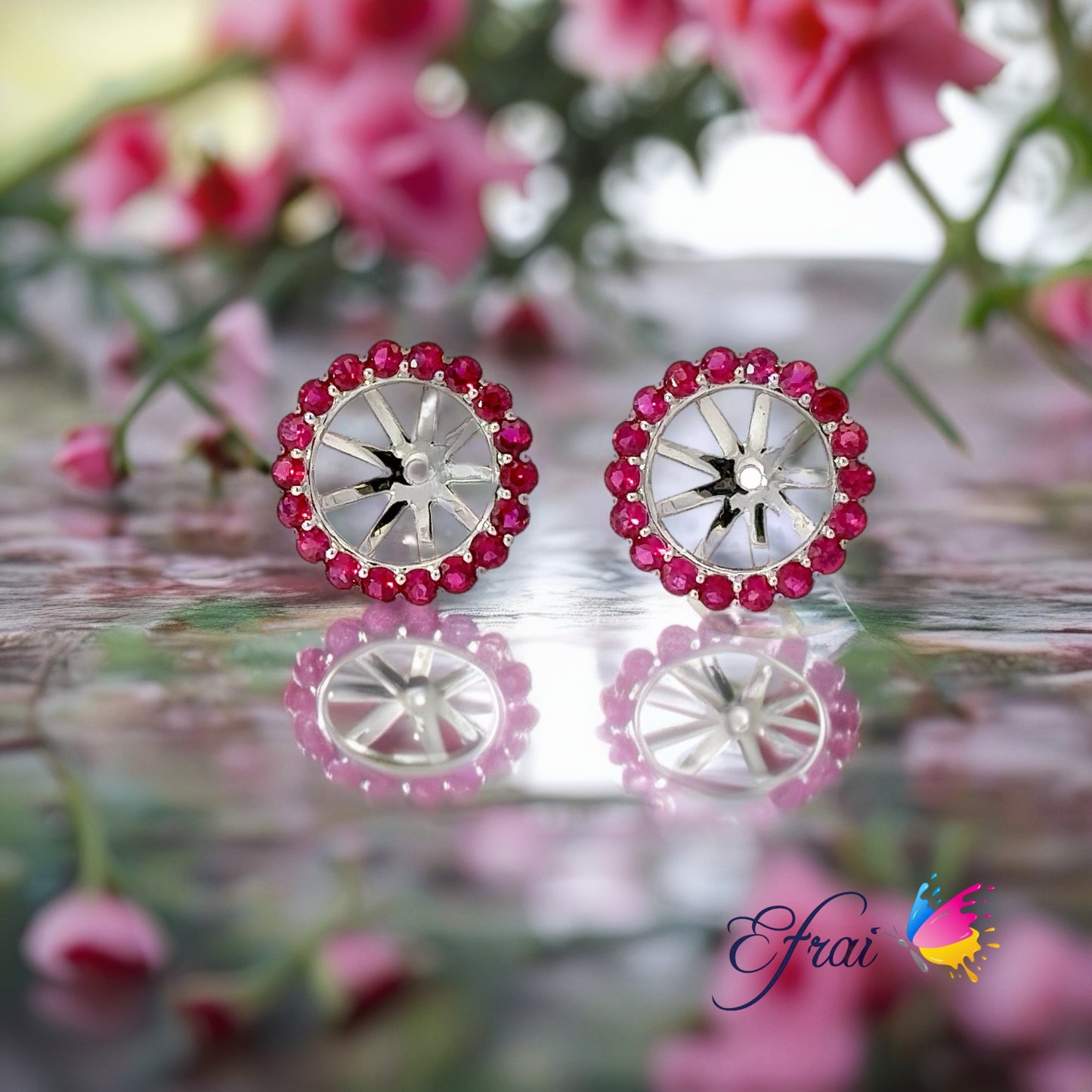 Natural rubies jackets for earrings