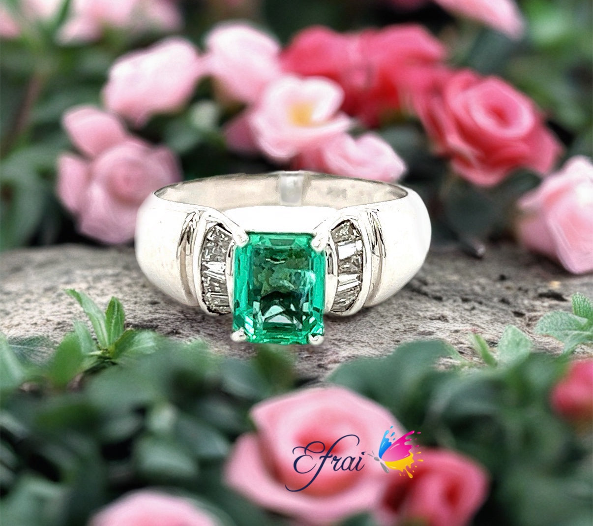Emerald bagguettes diamonds