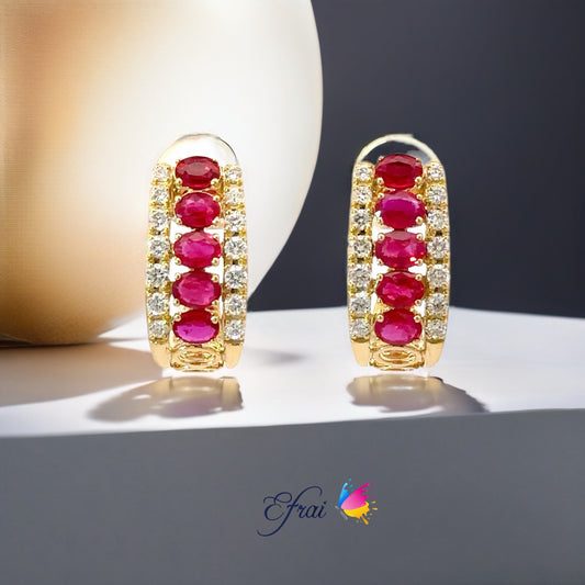 Gorgeous natural red rubies and diamonds earrings