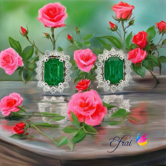 Natural emeralds and diamonds earrings