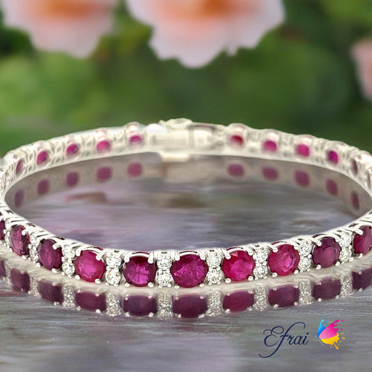 Gorgeous natural rubies and diamonds bracelet