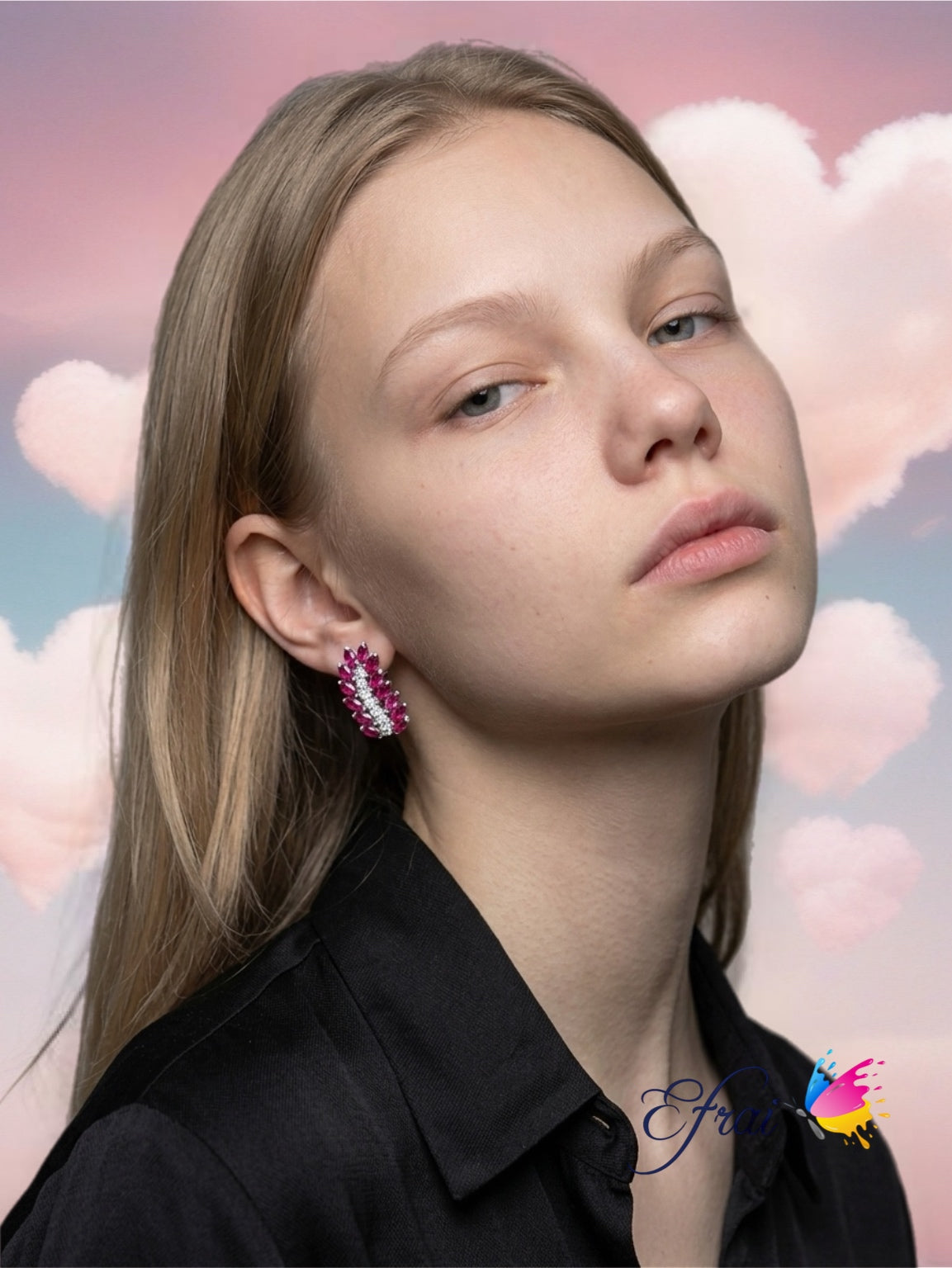 MQ Rubies diamonds earrings