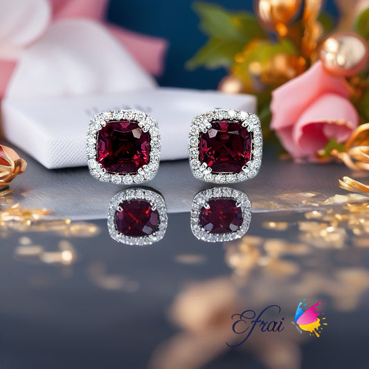 Red Garnet diamonds earrings
