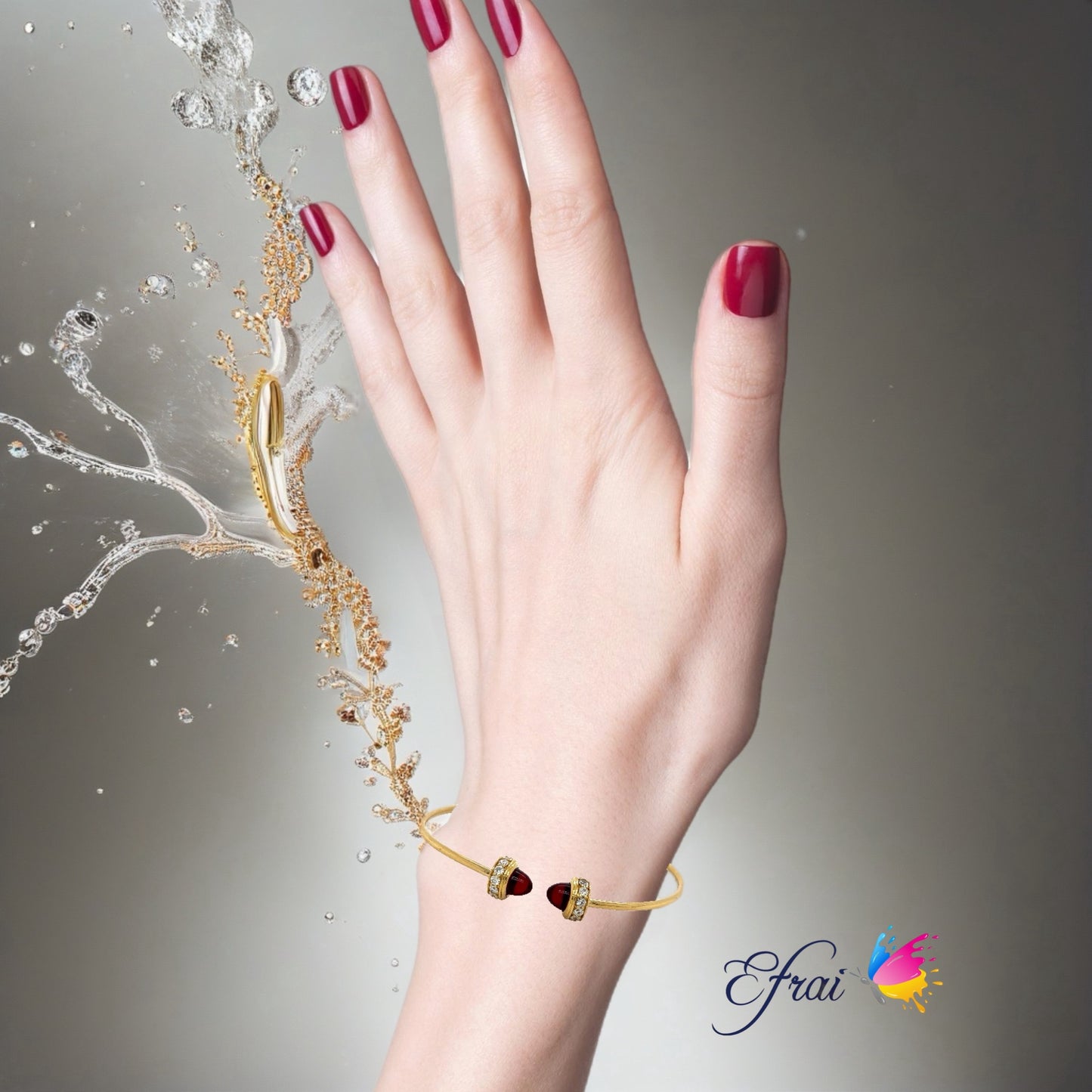 Diamond tourmaline cabochon bangle