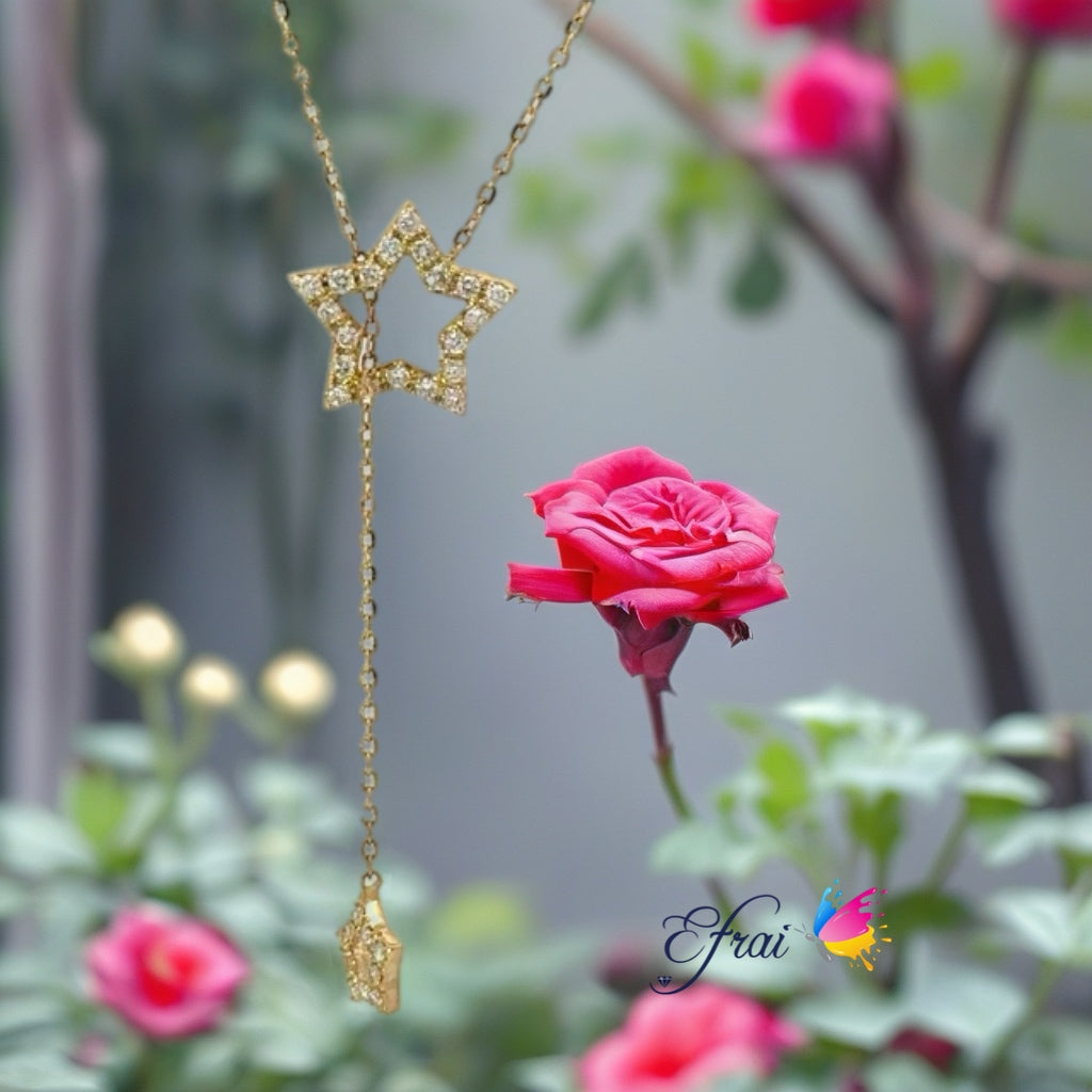 Double stars necklace with natural diamonds