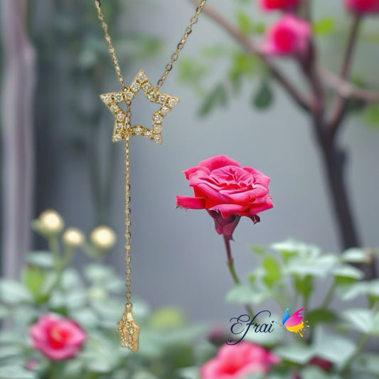 Double stars necklace with natural diamonds