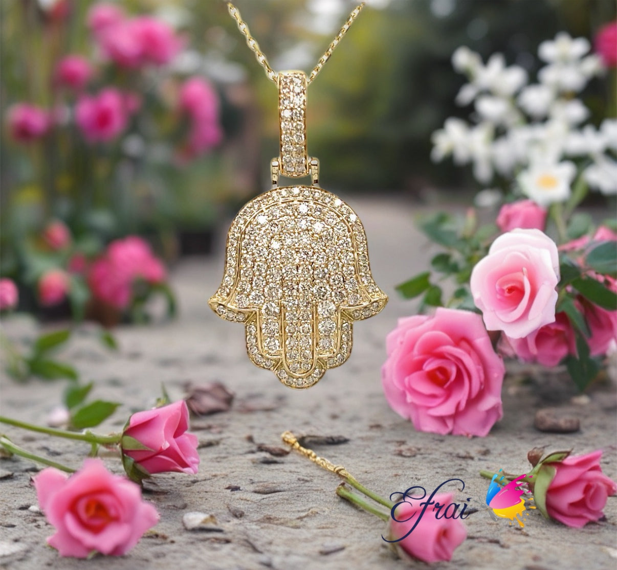 Gorgeous hamsa diamonds necklace